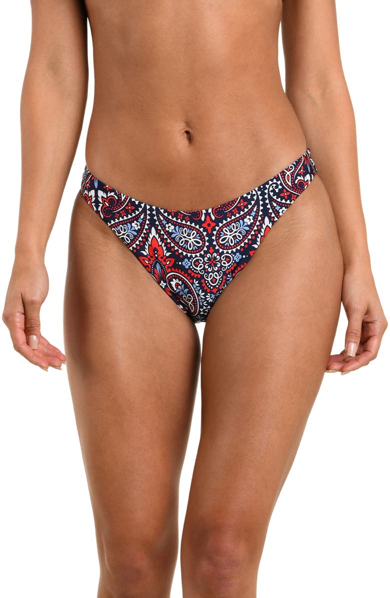 Sunshine 79 Americana Paisley French Cut Bikini Bottoms, Main, color, Blue Multi