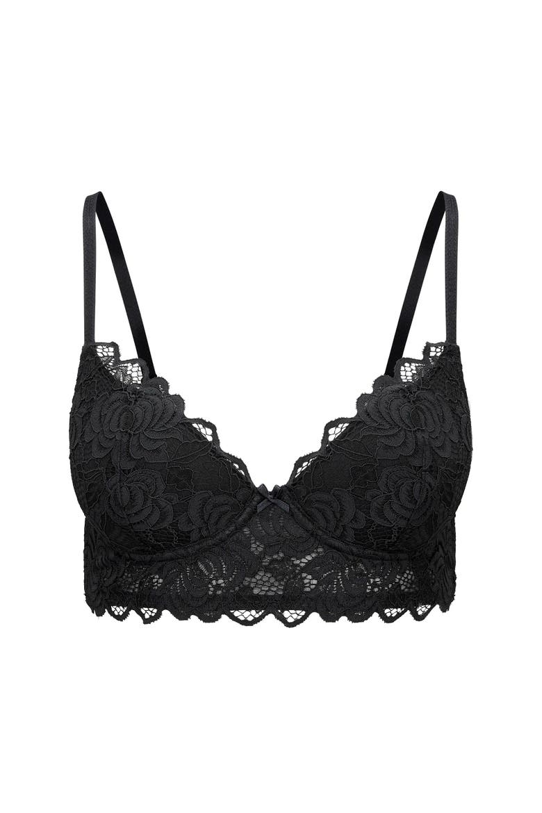 Laurelyne Push Up Plunge Bra, Alternate, color, Black