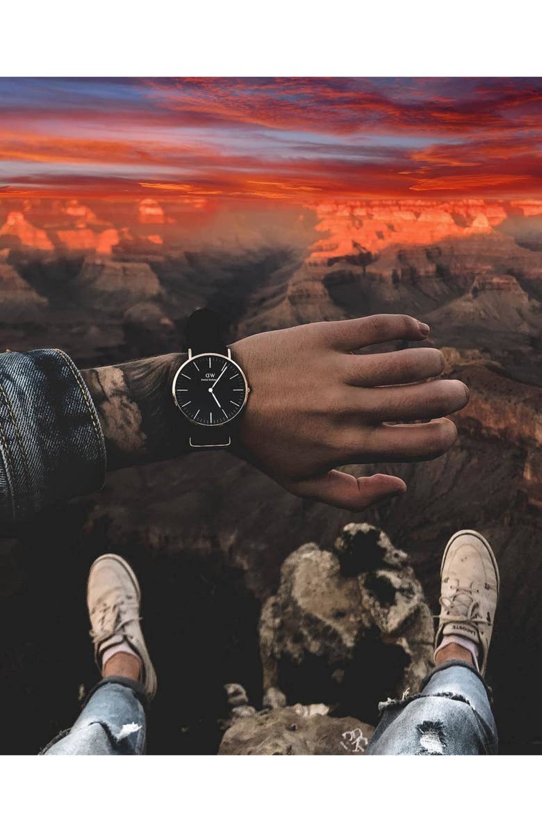 Daniel Wellington Classic Cornwall NATO Strap Watch, 40mm, Alternate, color, Silver/ Black