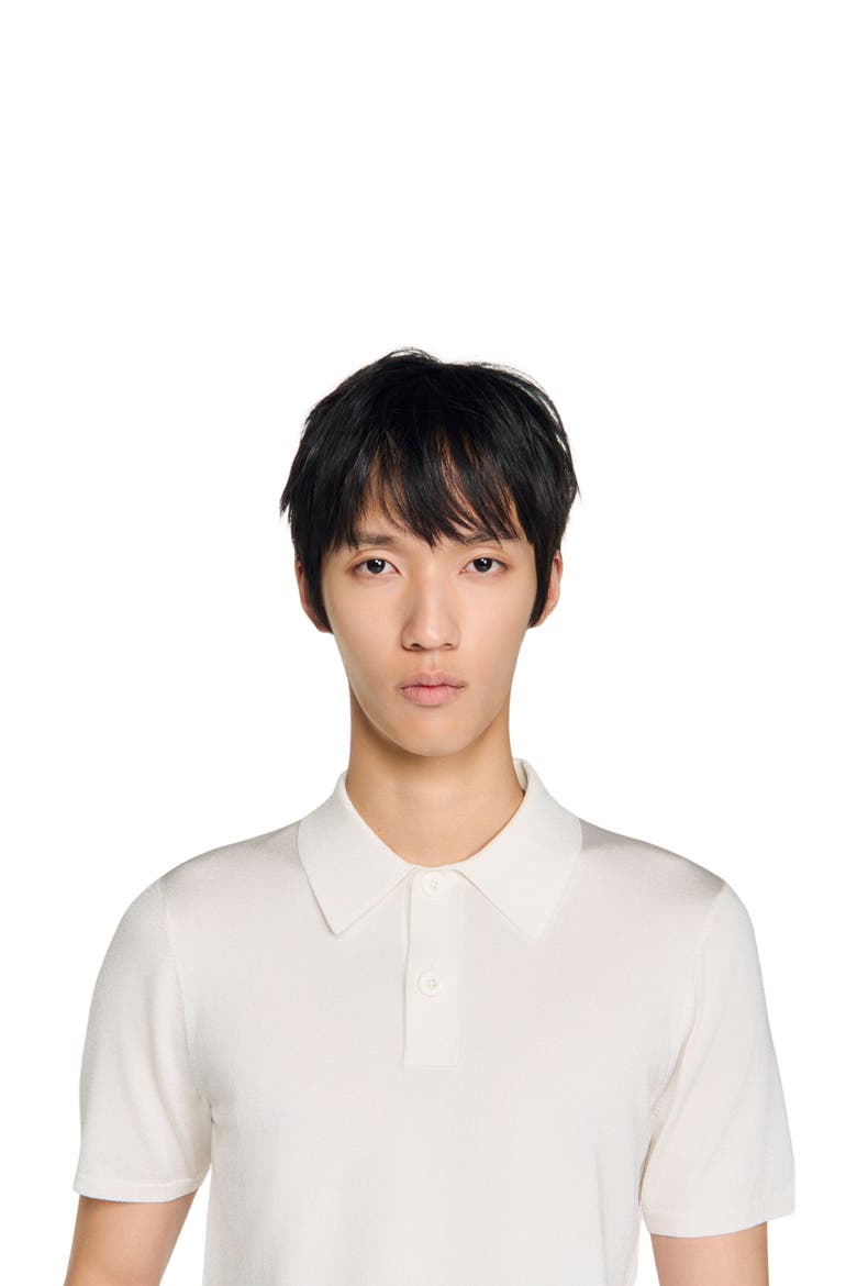 Short-sleeve knitted polo shirt, Alternate, color, White