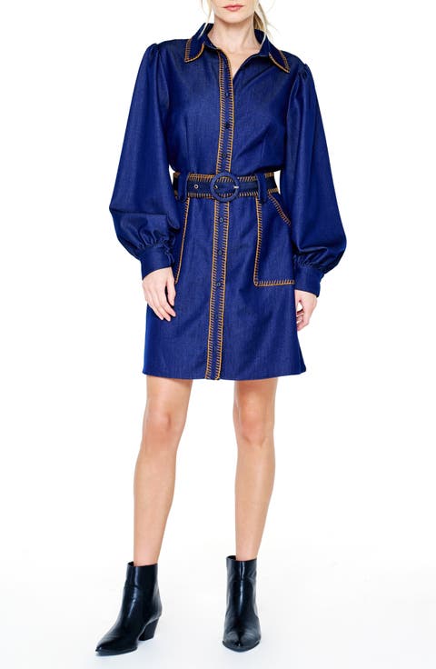 Gelso Stitch Belted Denim Dress