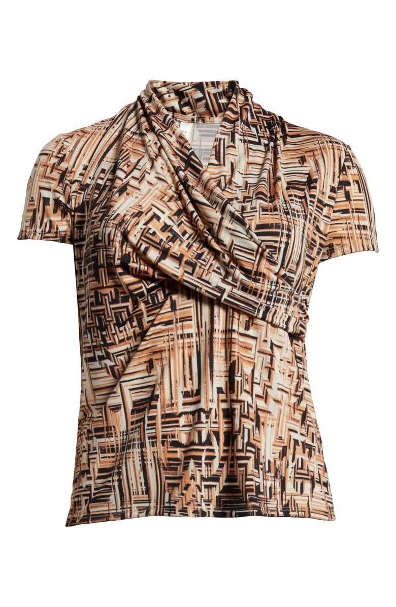 24seven Comfort Apparel Geo Print Cross Front Jersey Top, Alternate, color, 