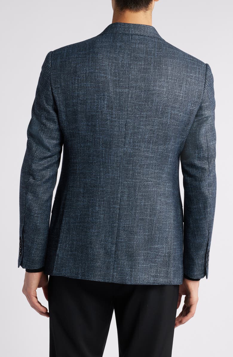 Emporio Armani Textured Microcheck Wool Blend Sport Coat, Alternate, color, Solid Medium Blue