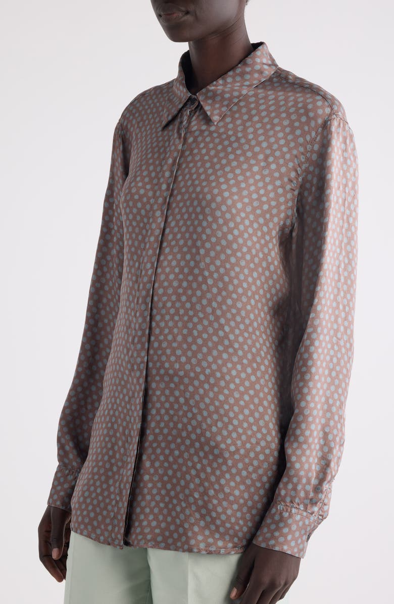 Dries Van Noten Clavel Polka Dot Button-Up Shirt, Alternate, color, Red