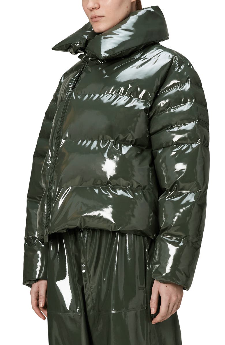 Rains Alta Vision Short Windproof & Waterproof Puffer Jacket, Alternate, color, Swamp