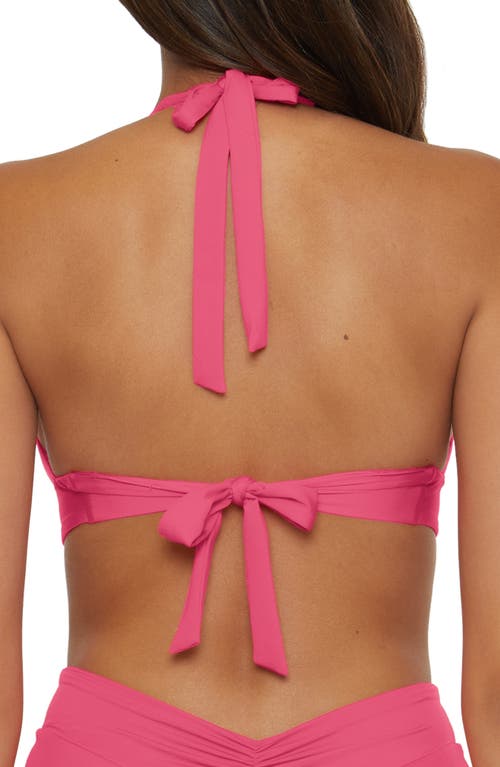 Becca Shirred V-wire Halter Bikini Top In Pink Agate