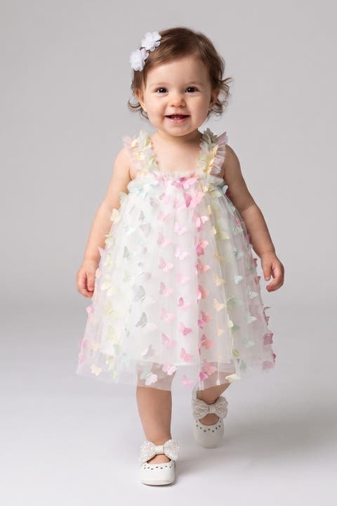 Emma Baby Girls’ Butterfly Appliqué Strappy Dress