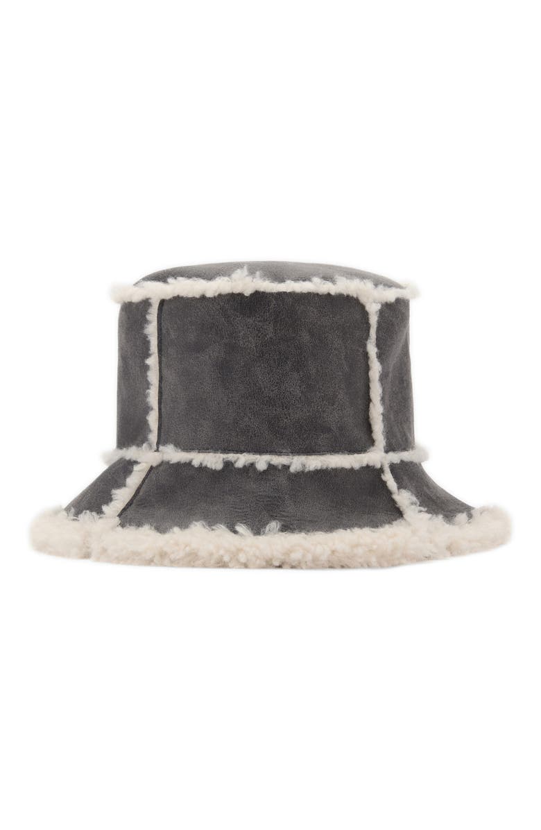 MANGO Faux Shearling Bucket Hat, Main, color, 