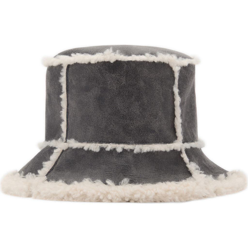 Mango Faux Shearling Bucket Hat In Grey