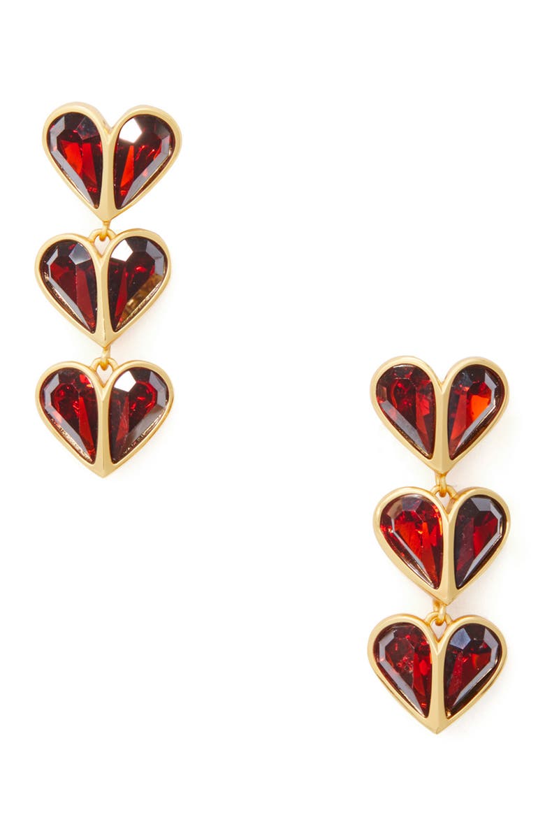 Kate Spade New York Red CZ Heart Drop Earrings, Main, color, 