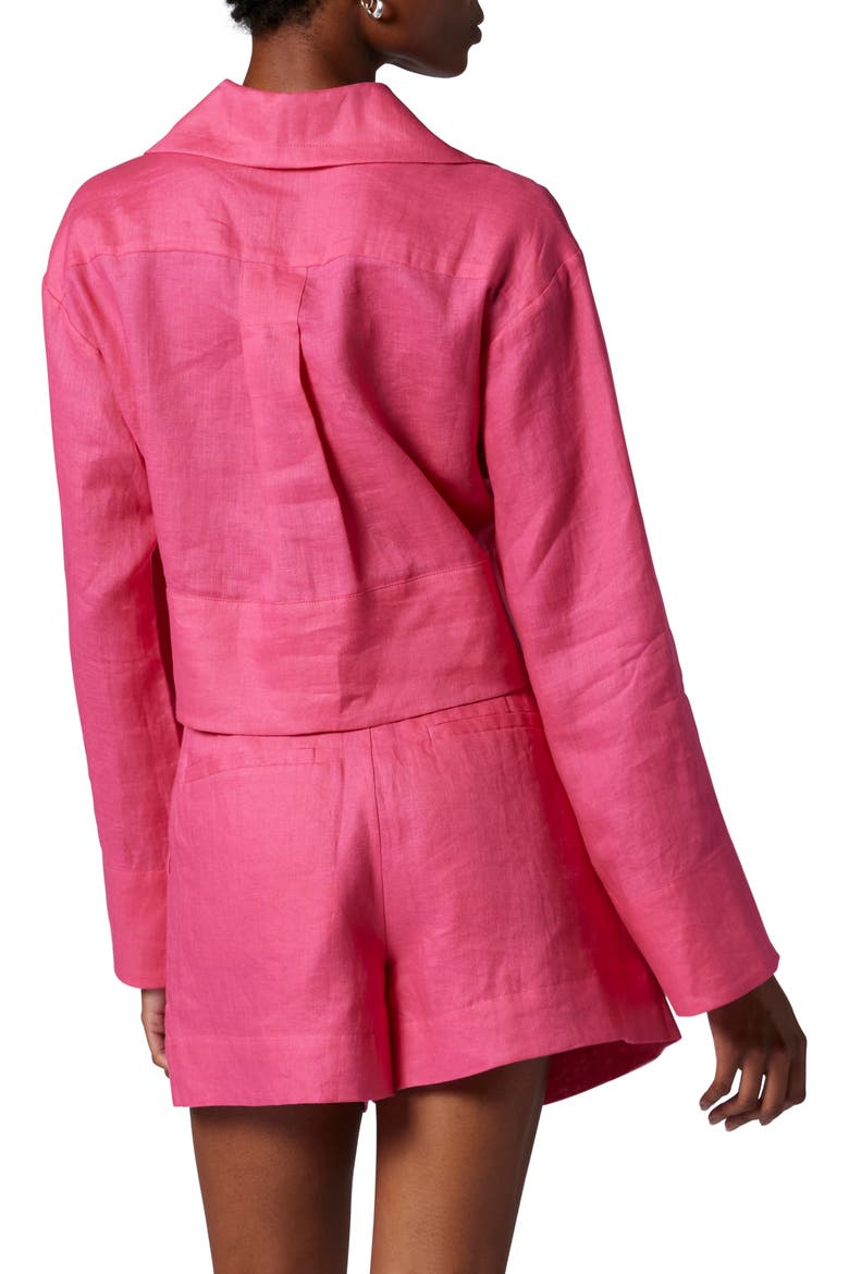 Beatrix Linen Crop Shirt, Alternate, color, RASPBERRY SORBET
