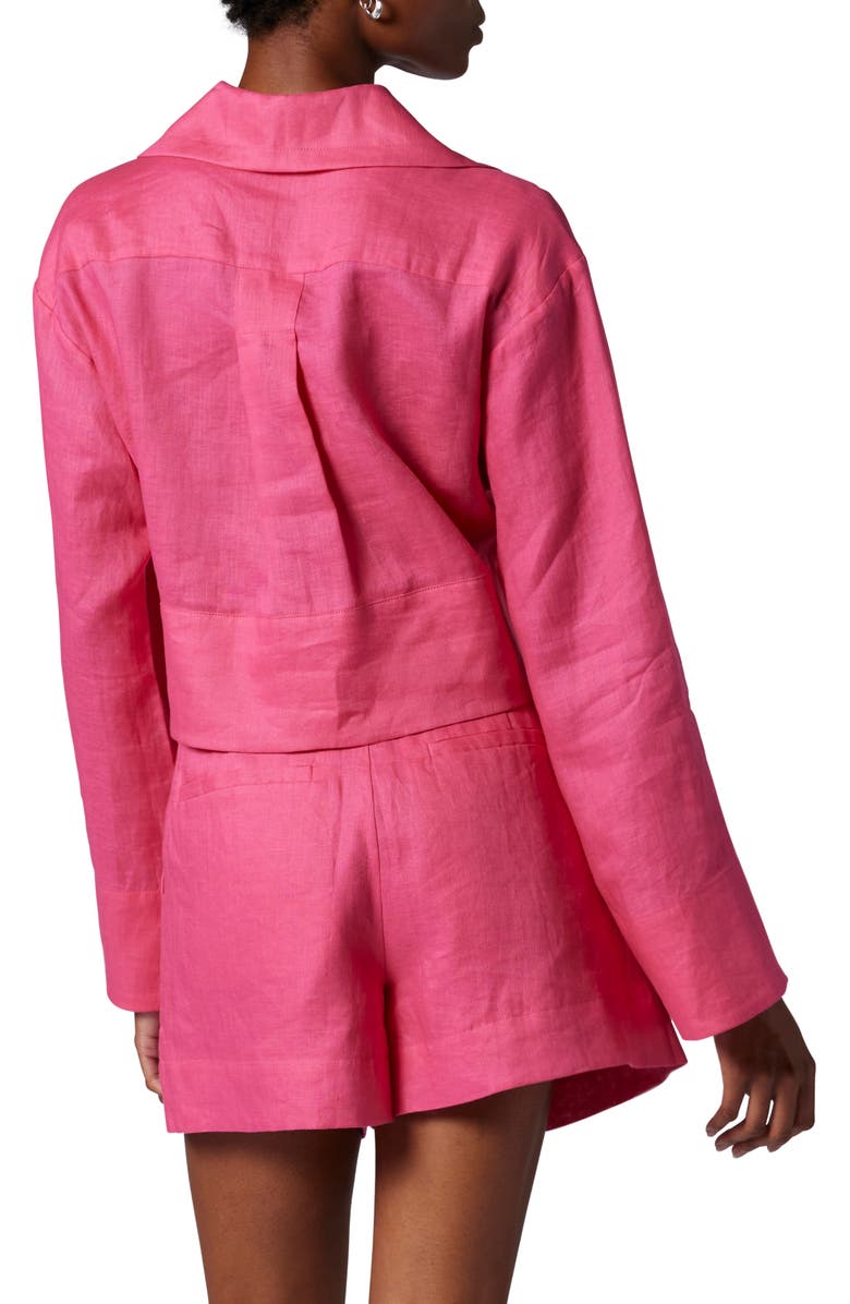 Equipment Beatrix Linen Crop Shirt, Alternate, color, Raspberry Sorbet