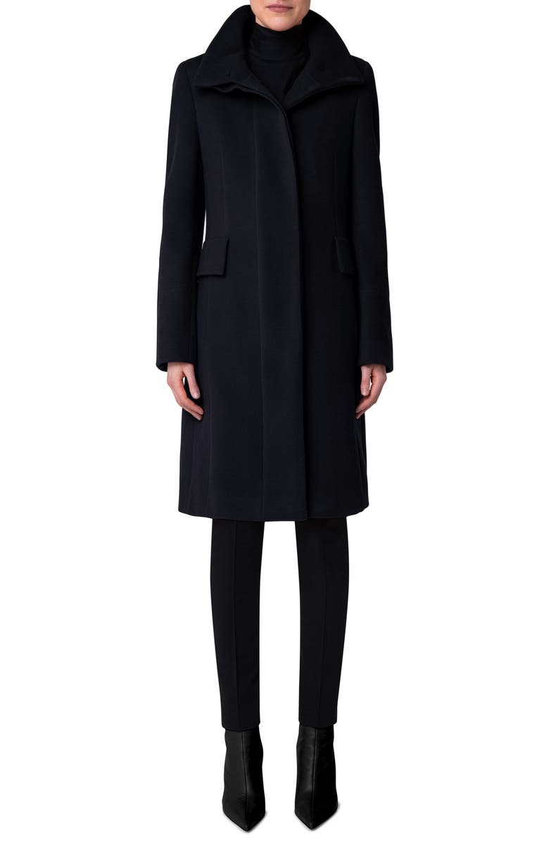 Akris punto Stand Collar Wool Blend Coat, Main, color, 