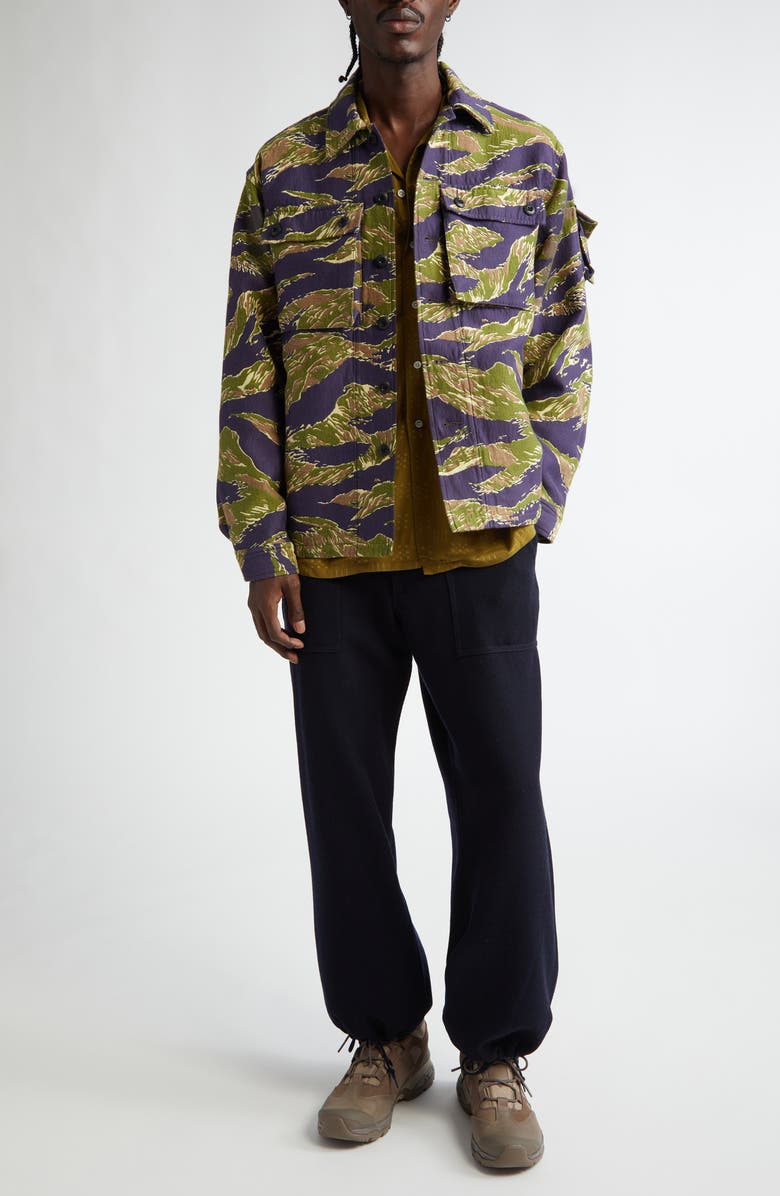 BEAMS Tiger Stripe Jacquard Military Shirt Jacket, Alternate, color, Tiger Stripe 90