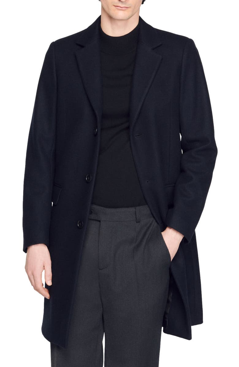 SANDRO Wool and cashmere coat, Alternate, color, 