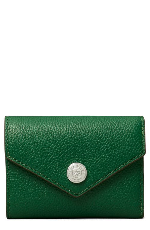 Tory Burch Small Pebble Leather Envelope Trifold Wallet In Green