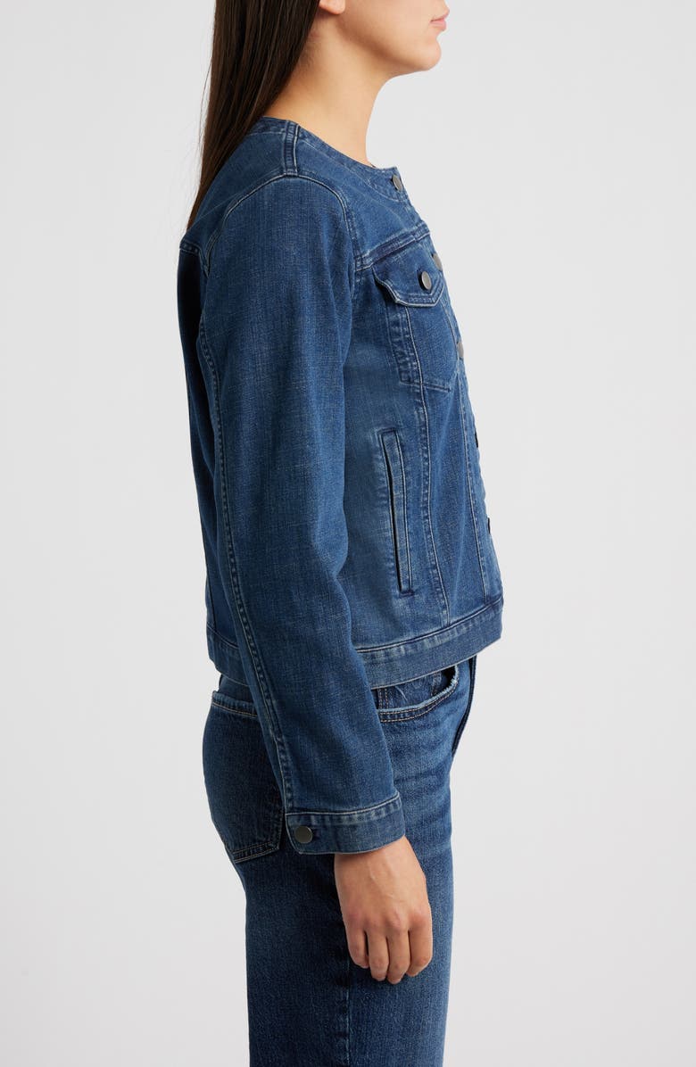 Eileen Fisher Round Neck Denim Jacket, Alternate, color, Medium Indigo
