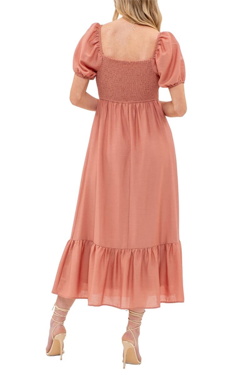 AUGUST SKY Square Neck Midi Dress, Alternate, color, Dusty Pink