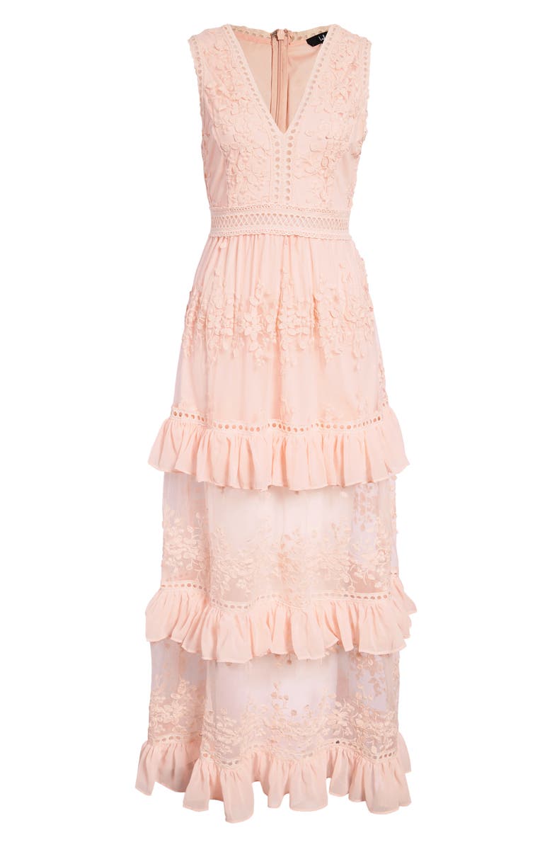 Lulus Garden Dreams Lace Tiered Maxi Dress, Alternate, color, 