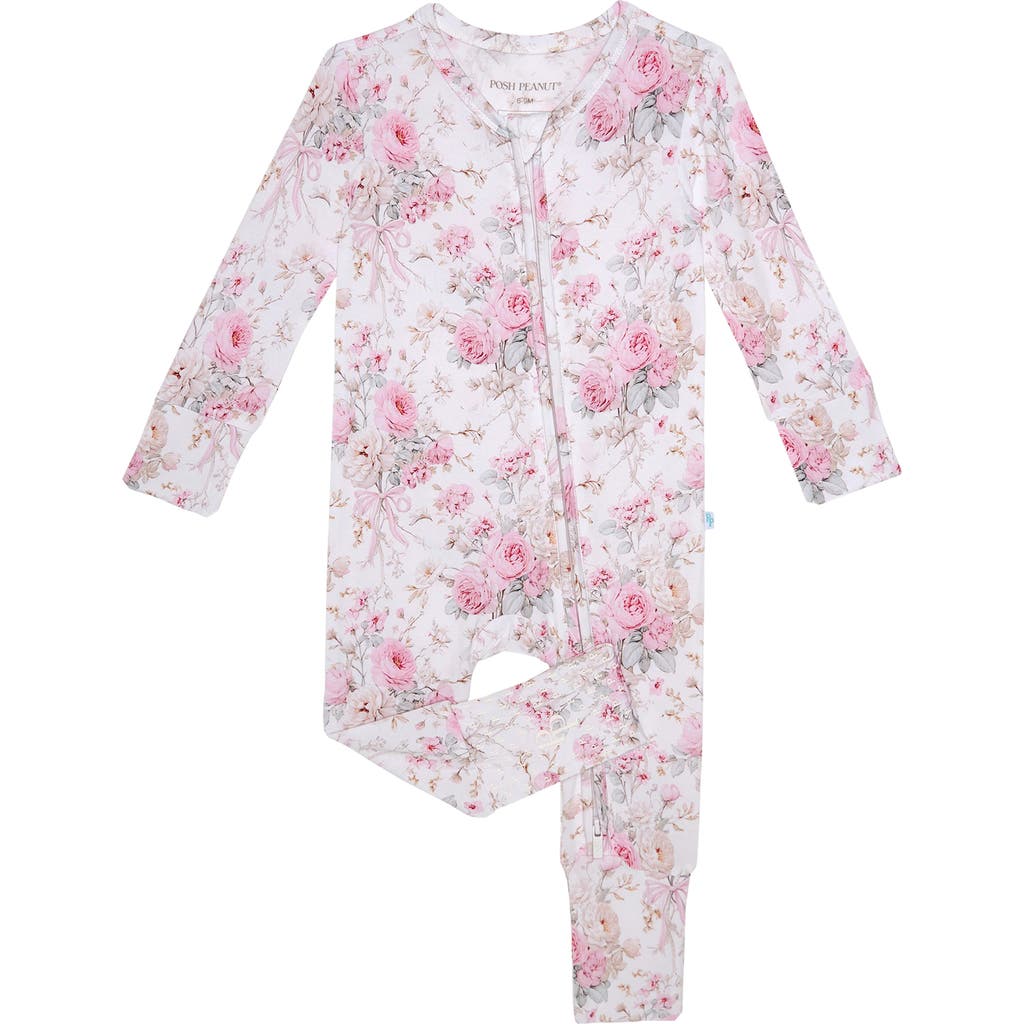 Posh Peanut Babies' Print Convertible One-piece Footie In Pink