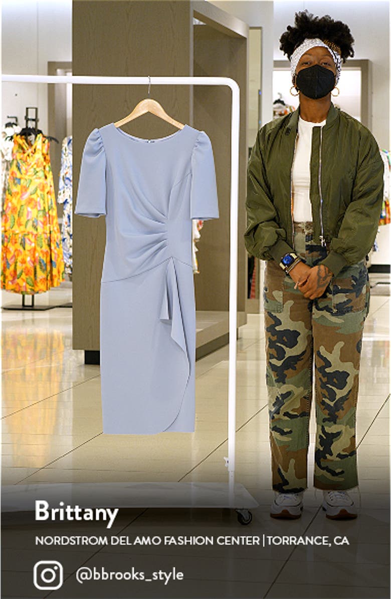 Ruched Scuba Knit Cocktail Midi Dress, sales video thumbnail