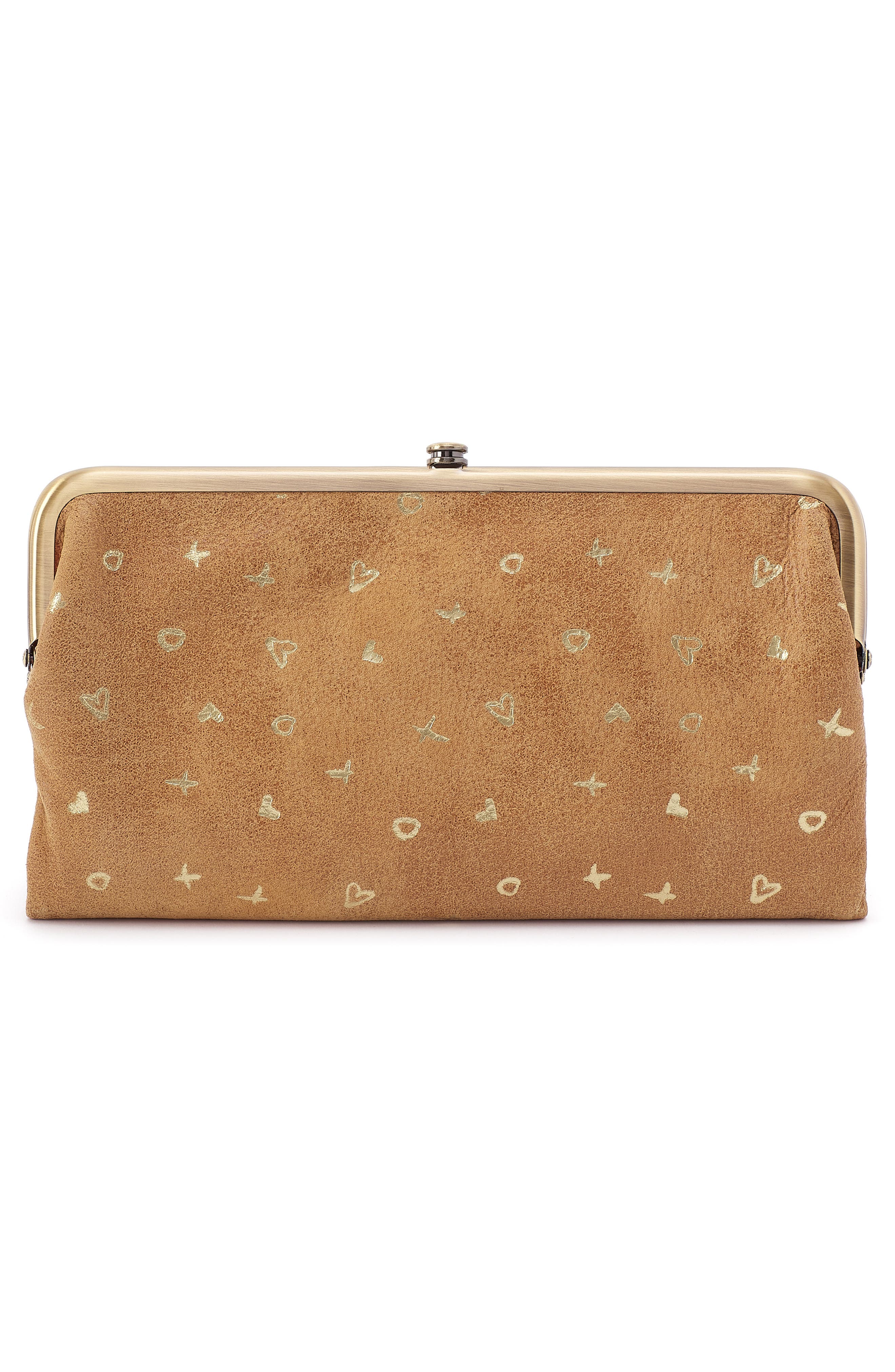 HOBO Lauren Leather Double Frame Clutch, Alternate, color, Whiskey