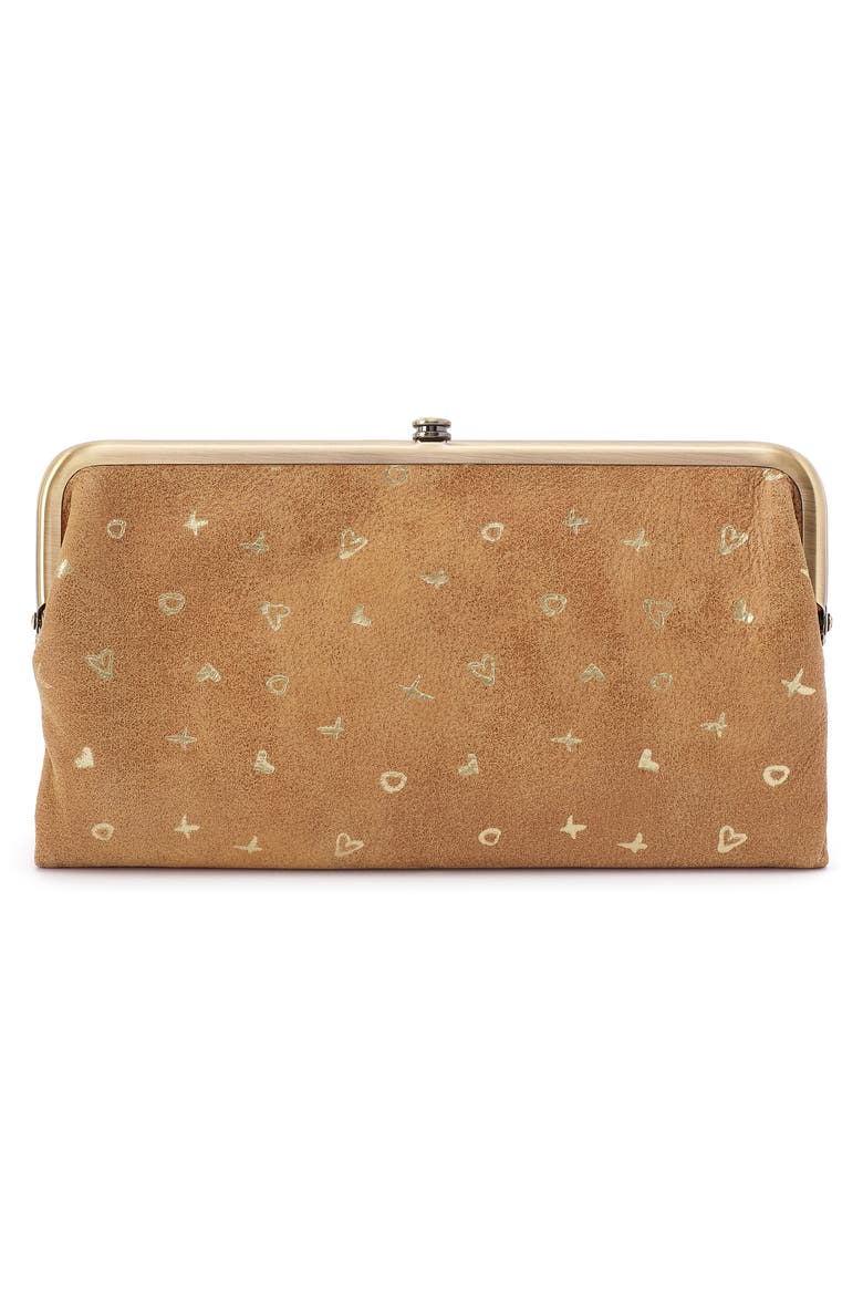 Lauren Leather Double Frame Clutch, Alternate, color, WHISKEY