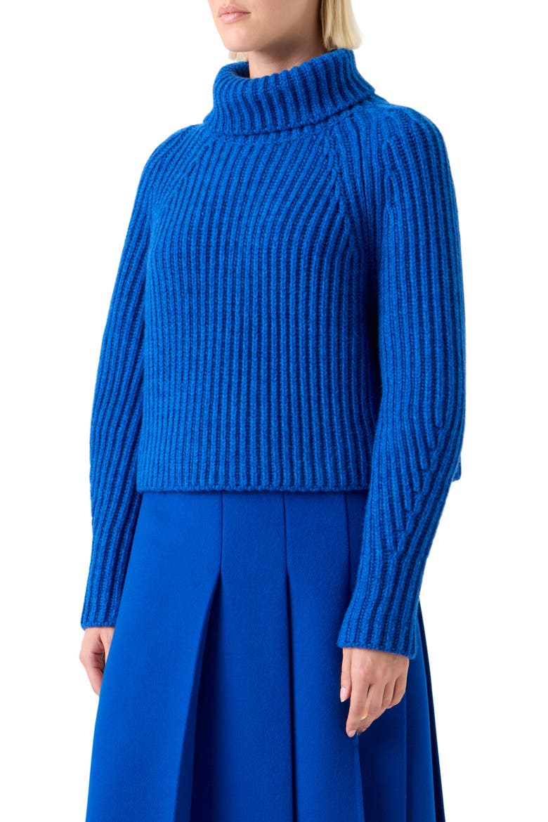 Chunky Cashmere Rib Turtleneck Sweater, Alternate, color, ROYAL BLUE