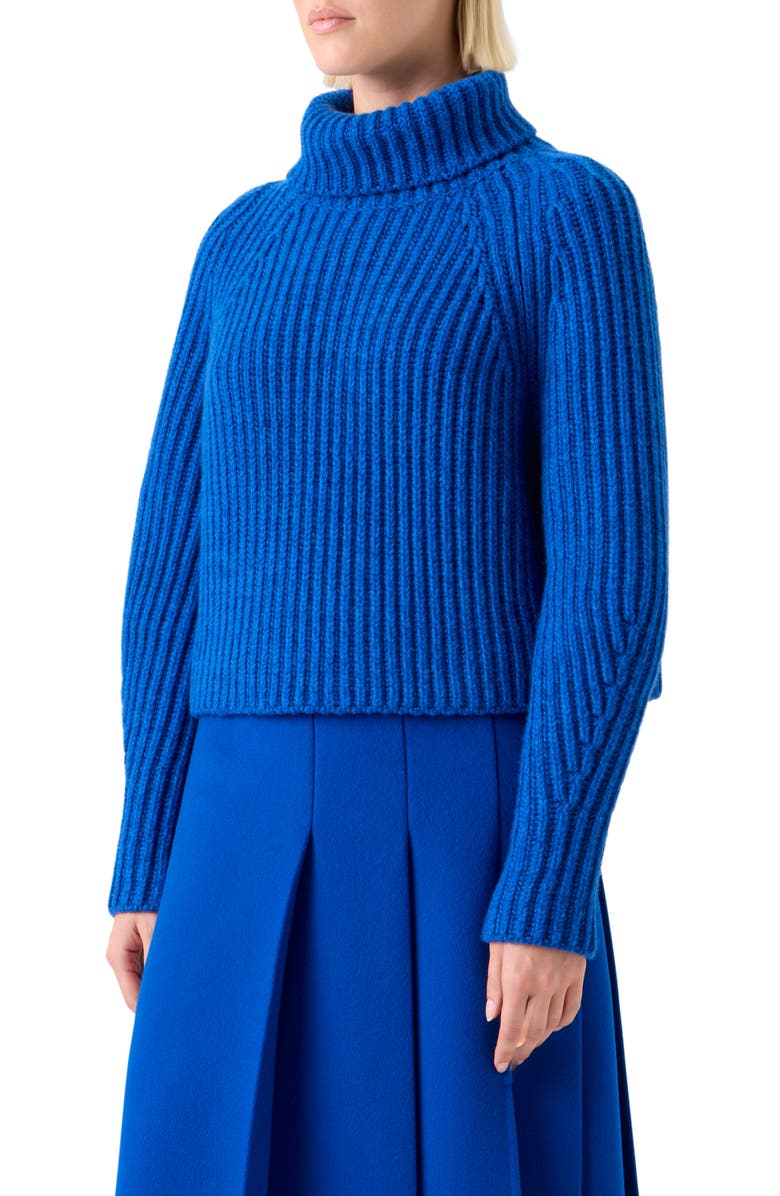 Akris Chunky Cashmere Rib Turtleneck Sweater, Alternate, color, Royal Blue