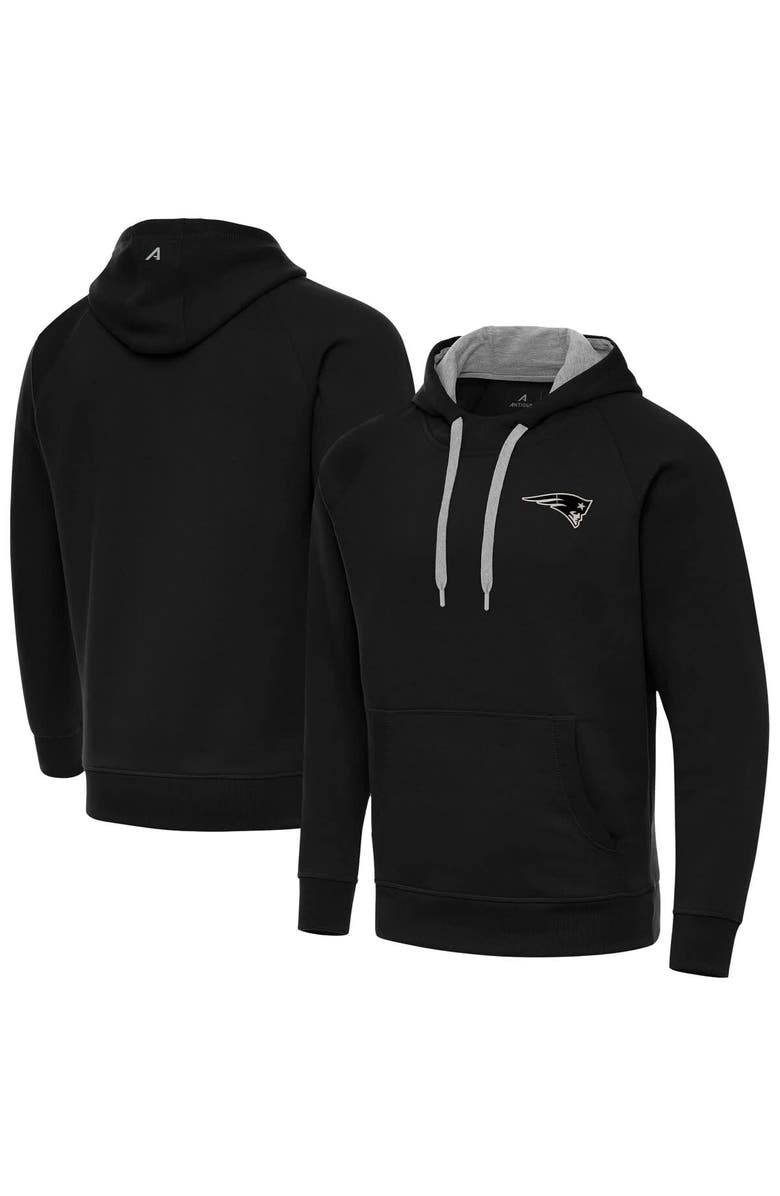 ANTIGUA Men's Antigua Black New England Patriots Brushed Carbon Victory Pullover Hoodie, Alternate, color, Black