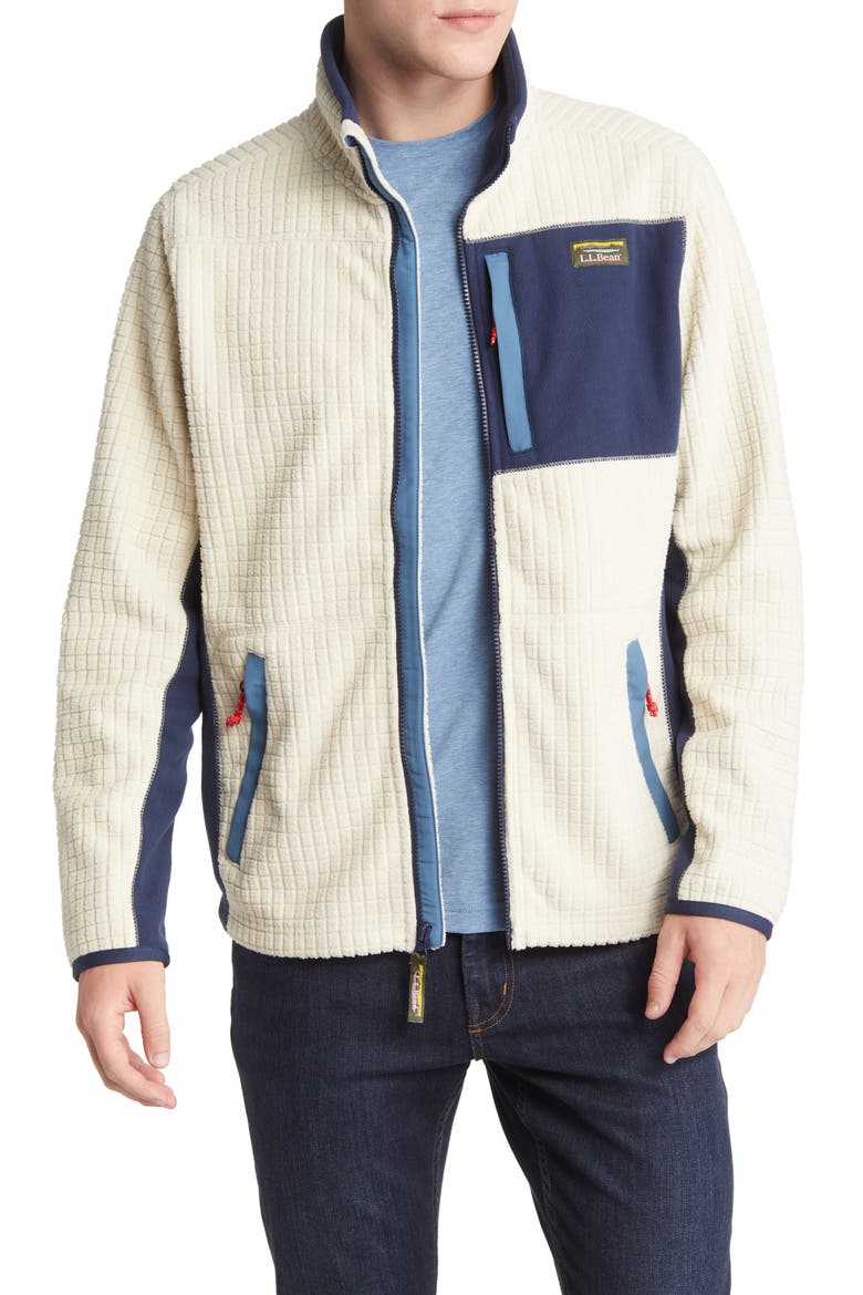 Mountain Classic Windproof Recycled Polyester Fleece Jacket, Main, color, NATURAL/ NAUTICAL NAVY
