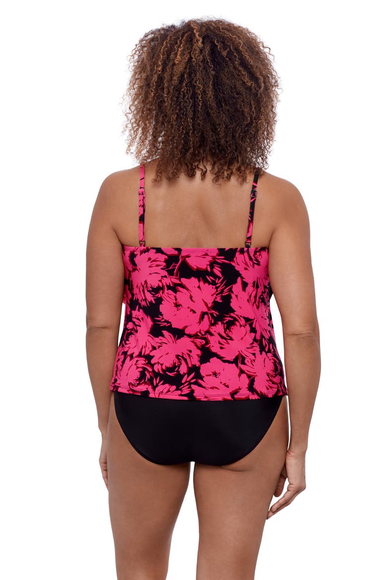 Triple Ruffle Tier Adjustable Tankini Swimsuit Top, Alternate, color, Fleurette