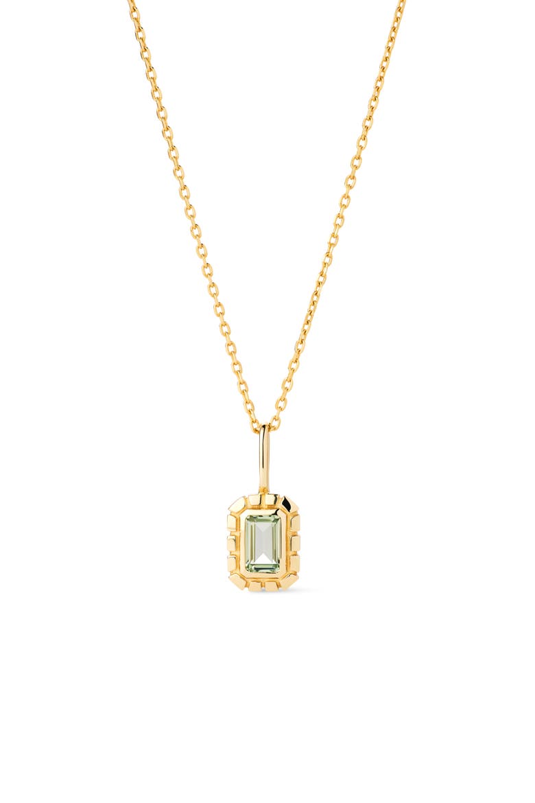Solid Yellow Gold - Heirloom Charm Necklace, Main, color, Green Saphire