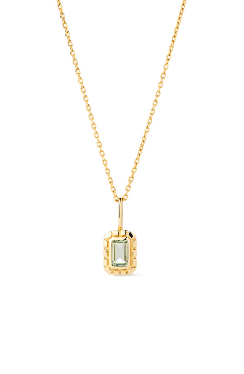 Ana Luisa Solid Yellow Gold - Heirloom Charm Necklace, Main, color, Green Saphire