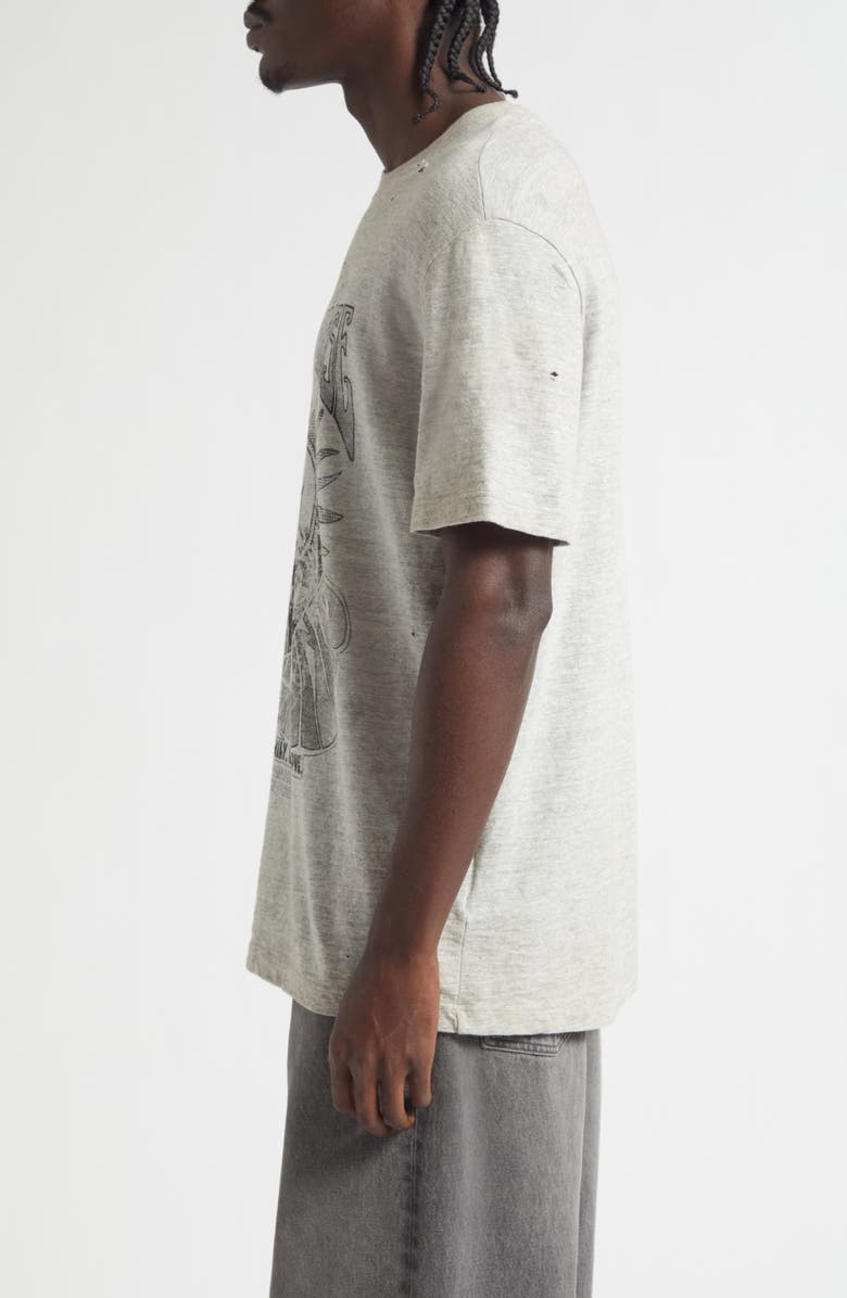 Golden Goose Journey Regular Fit Distressed Graphic T-Shirt, Alternate, color, Grey Melange