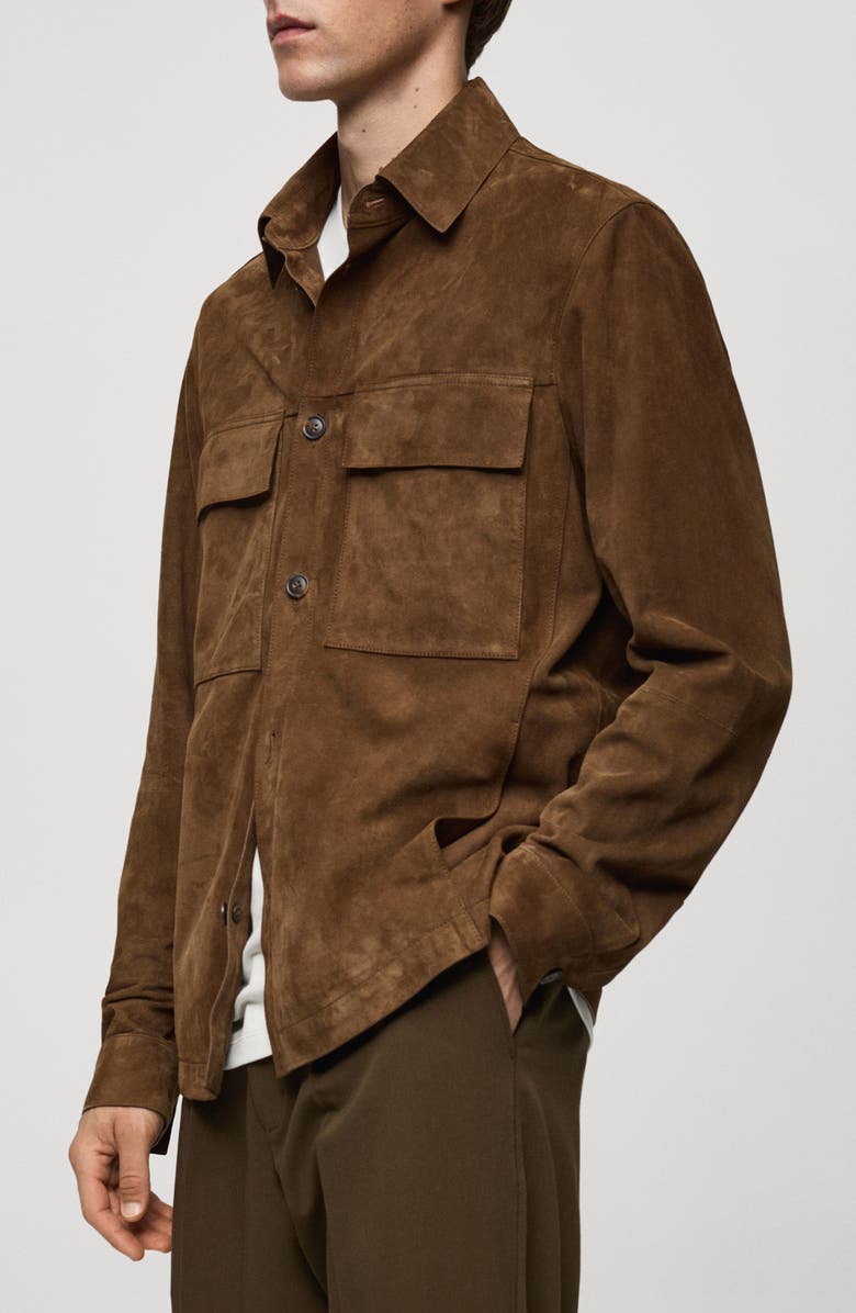 MANGO Suede Overshirt, Alternate, color, 
