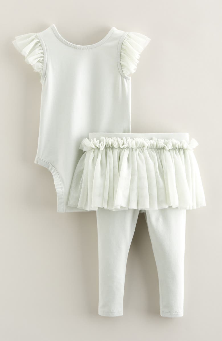 Nordstrom Sweet Ballerina Ruffle Bodysuit & Skirted Leggings Set, Alternate, color, 
