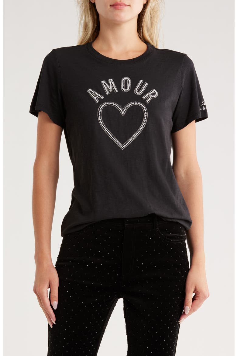 Beaded Amour Graphic T-Shirt, Main, color, BLACK/ WHITE