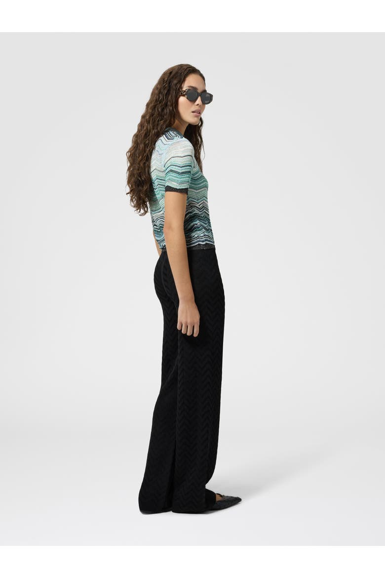 Straight-leg Stretch Trousers In Cotton And Viscose Chevron, Alternate, color, Black