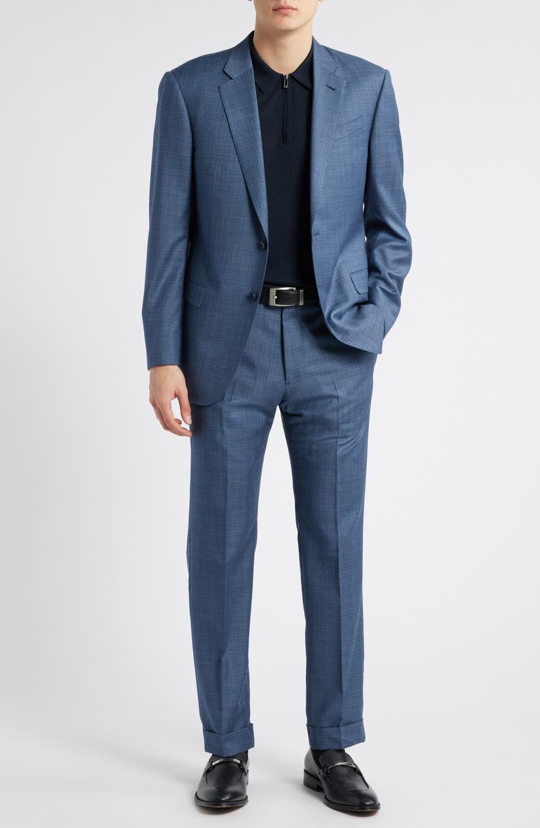 Emporio Armani Blue Mélange Wool Suit, Main, color, Blue Melange