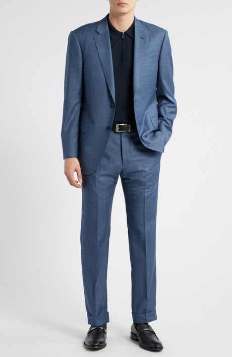 Emporio Armani Blue Mélange Wool Suit