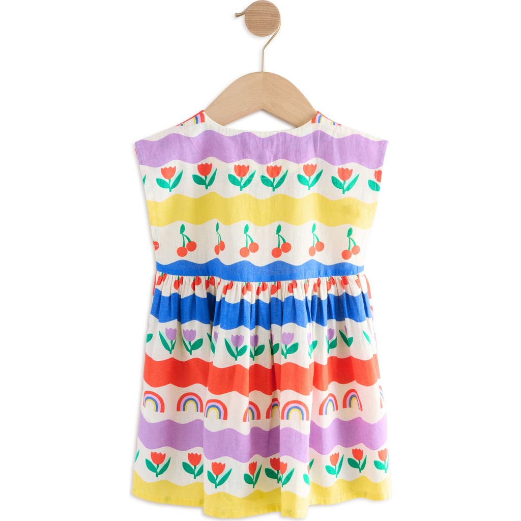 Next Kids' Cotton & Linen Button-up Dress In Multi