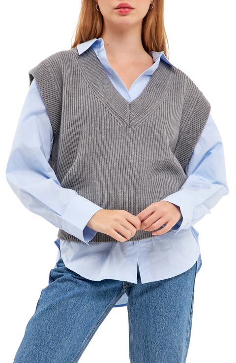 売れ筋商品|||イングリッシュファクトリー ニット&セーター アウター レディース Women's Chunky Knit Sweater Vest Lilac Chunky Knit Sweater Vest – English Factory