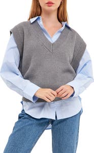 English Factory Throw On Sweater Vest