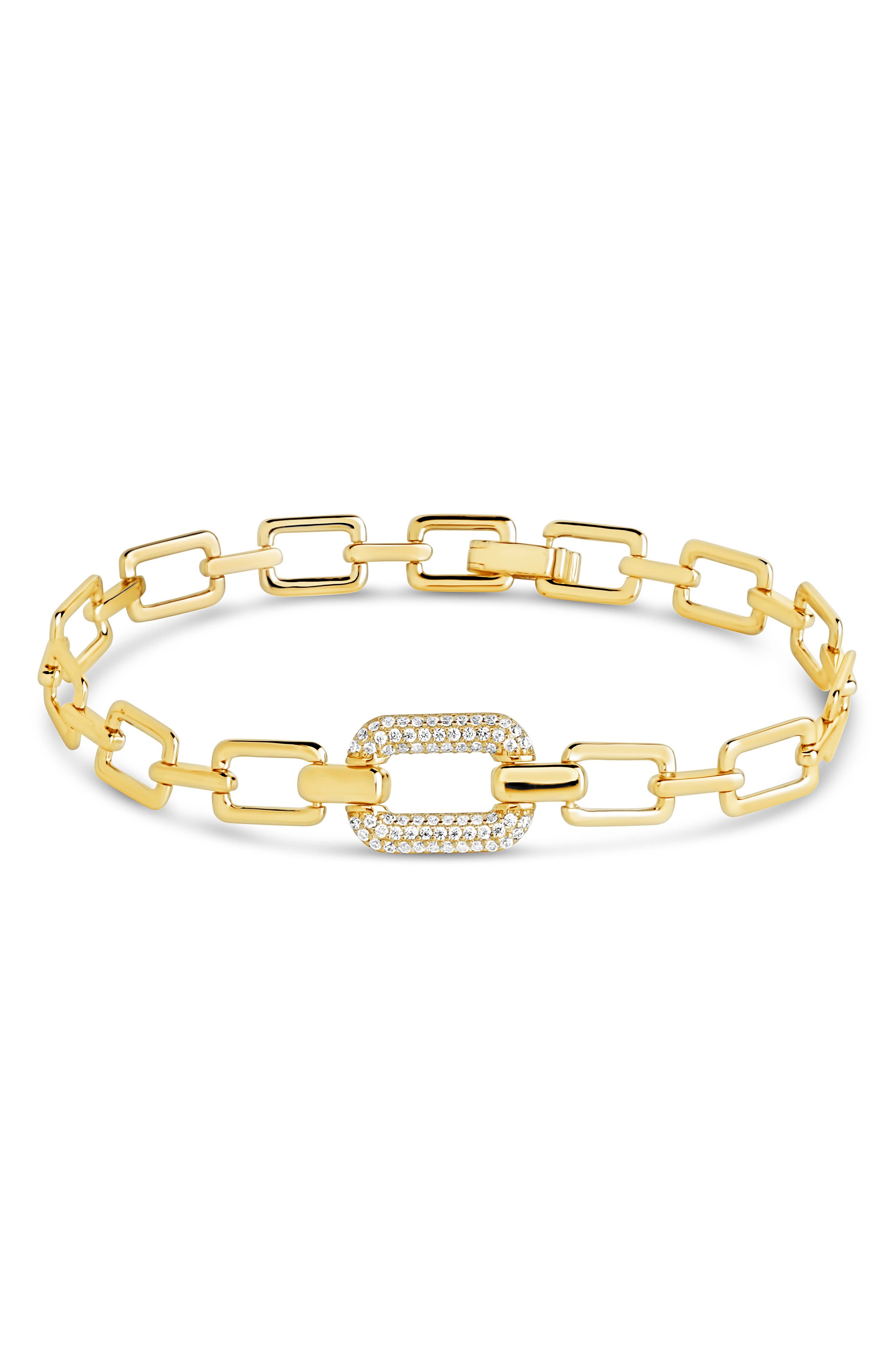 Sterling Forever Valentina Cubic Zirconia Square Link Bracelet (Women ...
