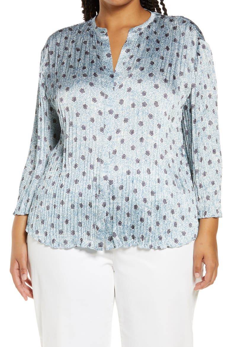 Camellia Pleated Blouse, Main, color, PALE BAY