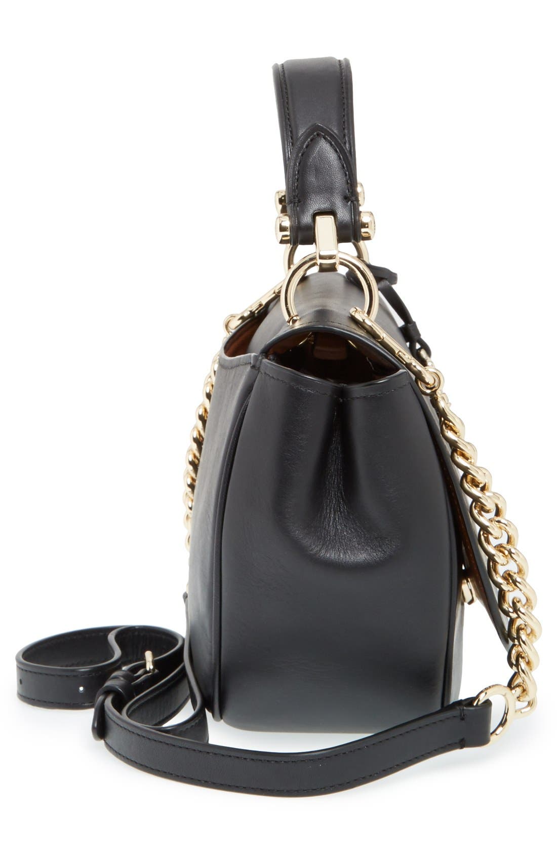 Small Nomad Leather Shoulder Bag, Alternate, color, BLACK/ GOLD