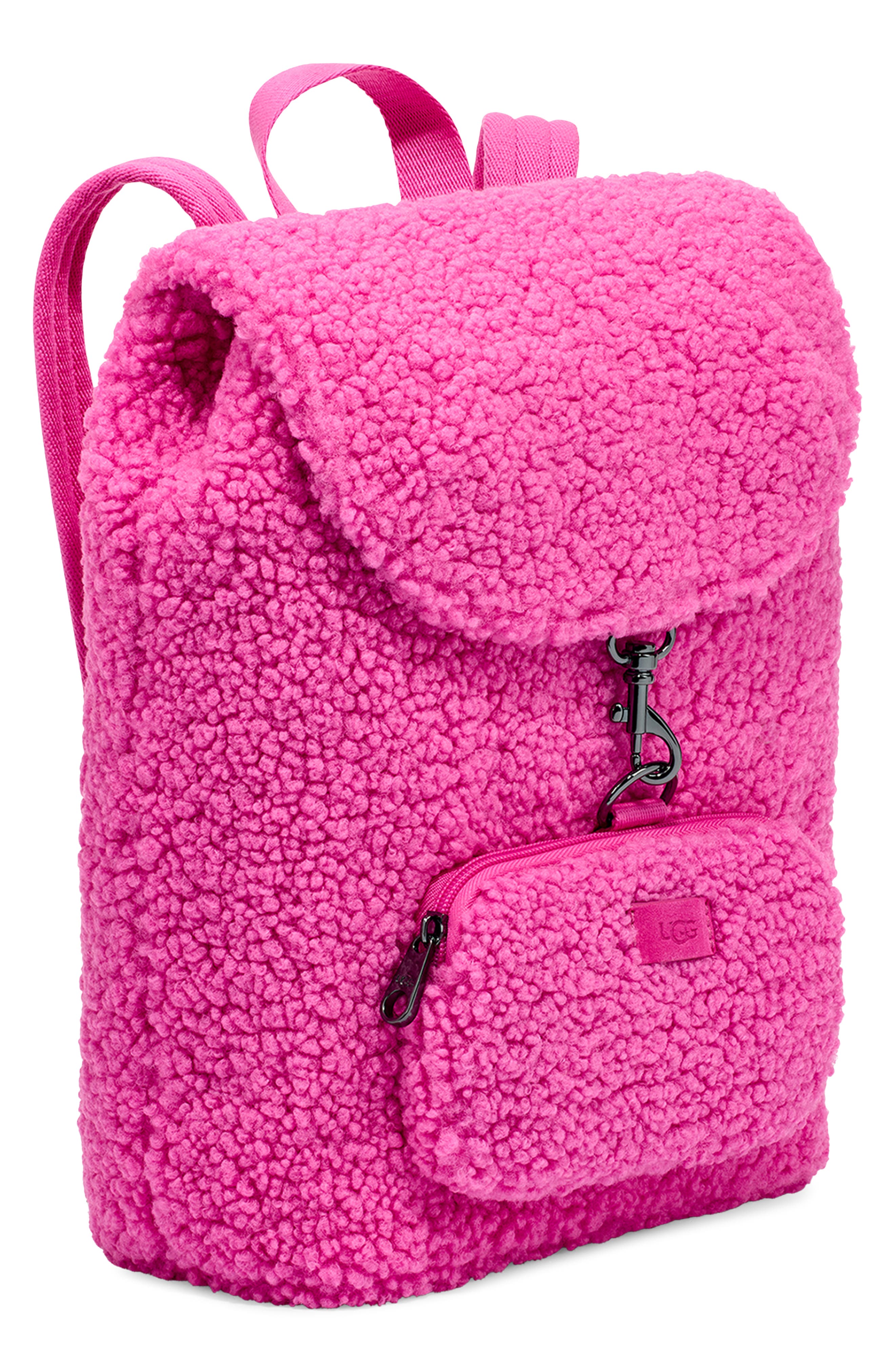 Inara High Pile Fleece Backpack, Alternate, color, NEON PINK
