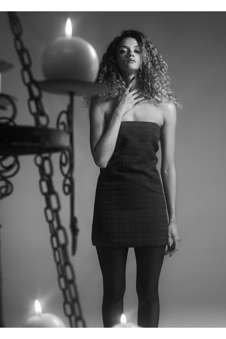 Sophia Plaid Japanese Jacquard Mini Dress, Alternate, color, Emerald Plaid