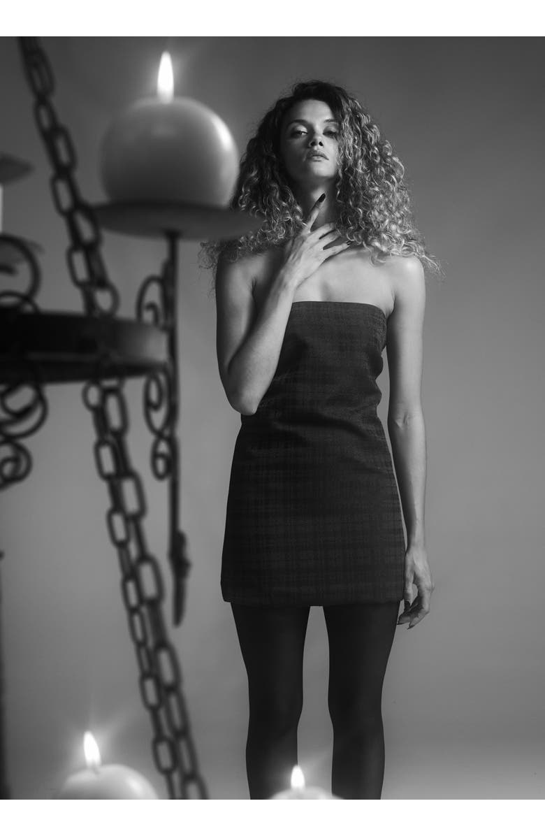 Contessa Mills Sophia Plaid Japanese Jacquard Mini Dress, Alternate, color, Emerald Plaid